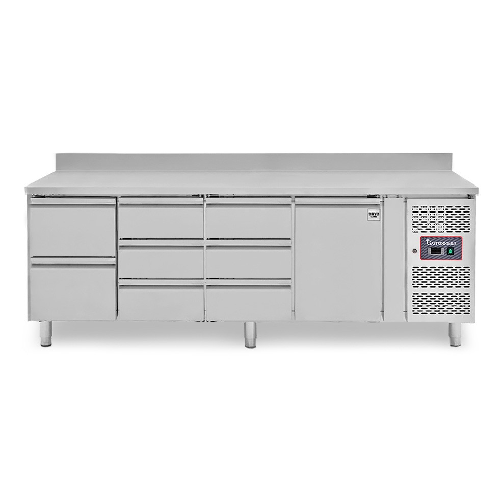 Tavolo Refrigerato 8 cassetti 1 porta 700 mm -2°C/+8°C alzatina per Gastronomia