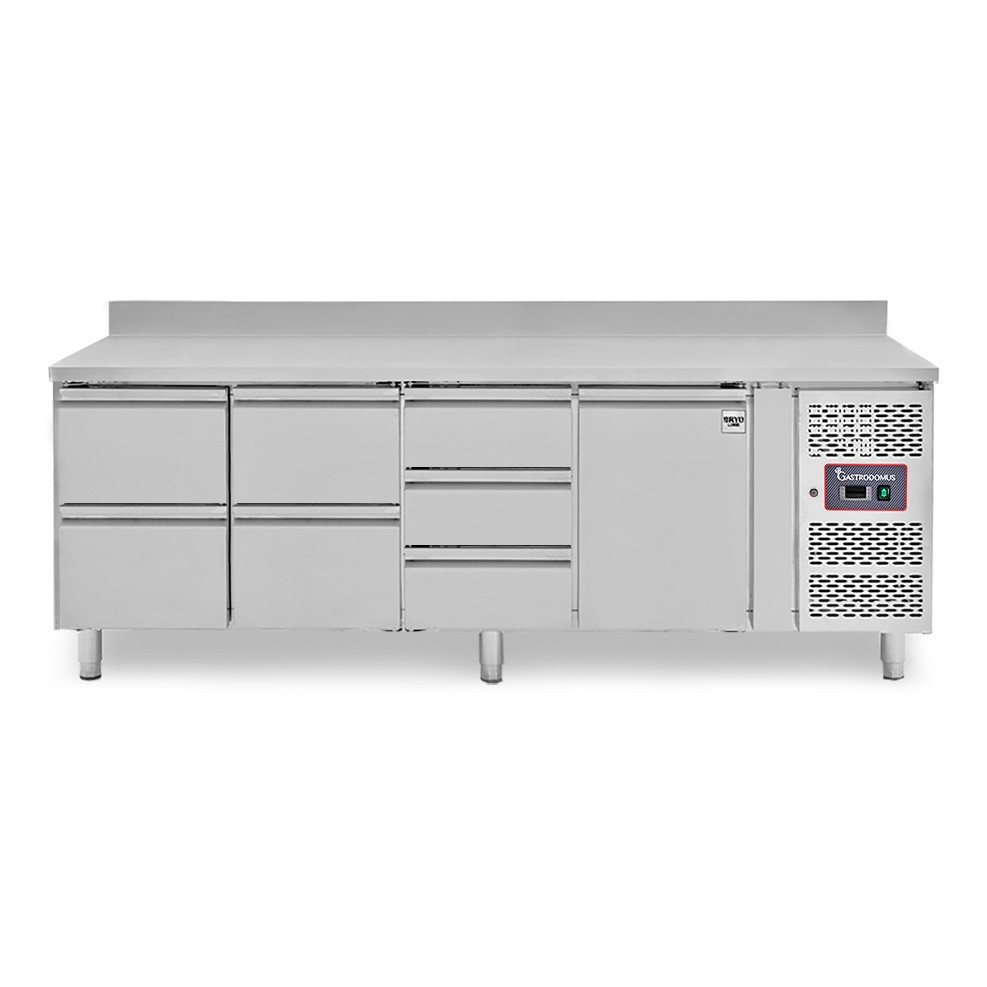 Tavolo Refrigerato 7 cassetti 1 porta 700 mm -2°C/+8°C alzatina