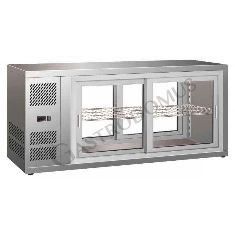 Vetrina Refrigerata ventilata acciaio inox porte scorrevoli 190 LT +2°C/+8°C L 1310 mm x P 510 mm x H 550 mm Vetrina Refrigerata ventilata acciaio inox porte scorrevoli 190 LT +2°C/+8°C L 1310 mm x P 510 mm x H 550 mm