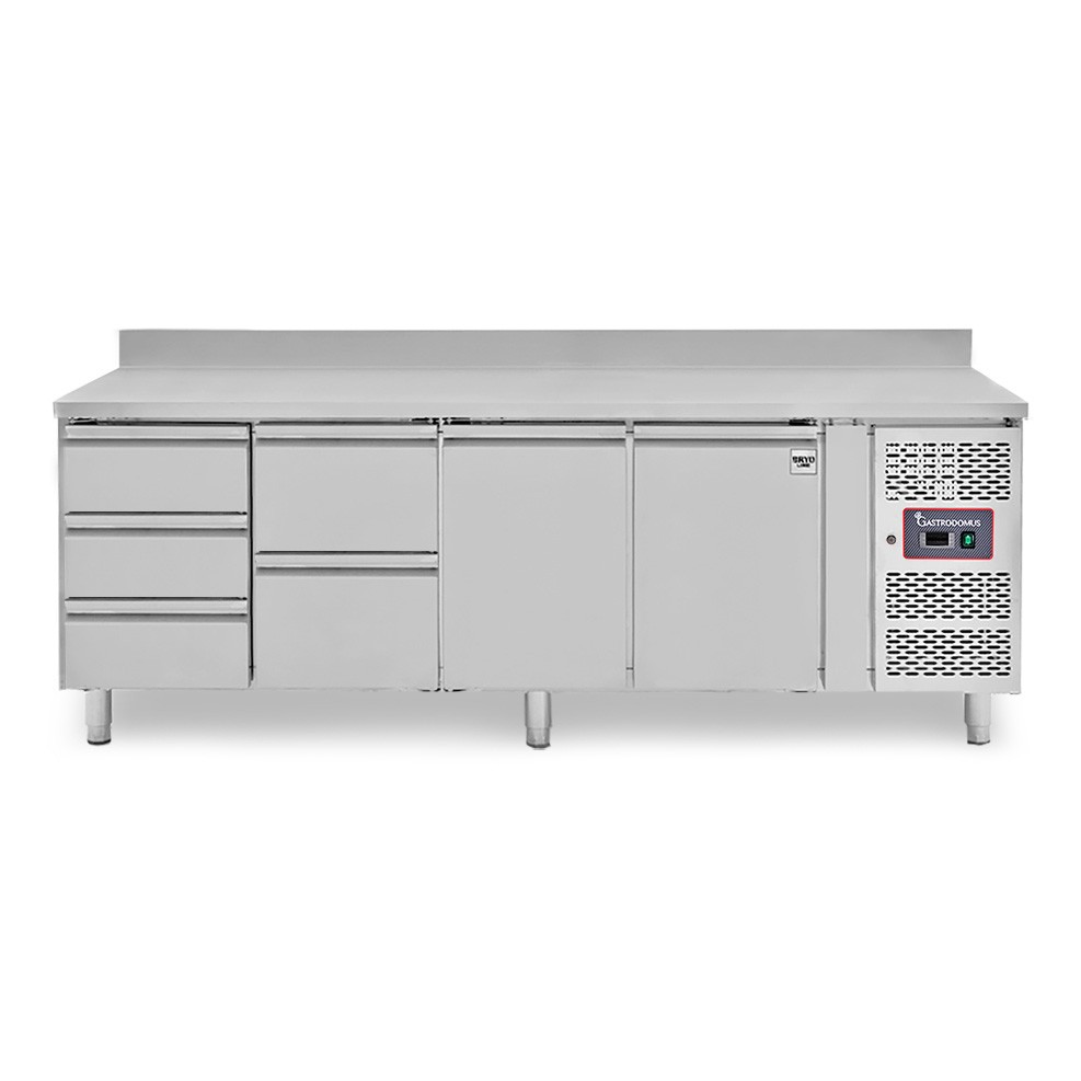 Tavolo Refrigerato 5 cassetti 2 porte 700 mm -2°C/+8°C alzatina per Gastronomia