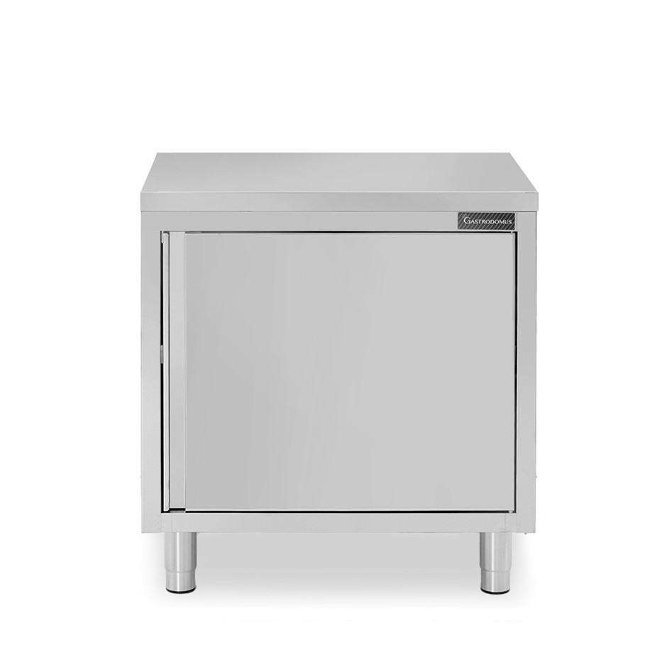 Tavolo inox armadiato con 1 porta battente, L 700 mm x P 600 mm x H 850 mm