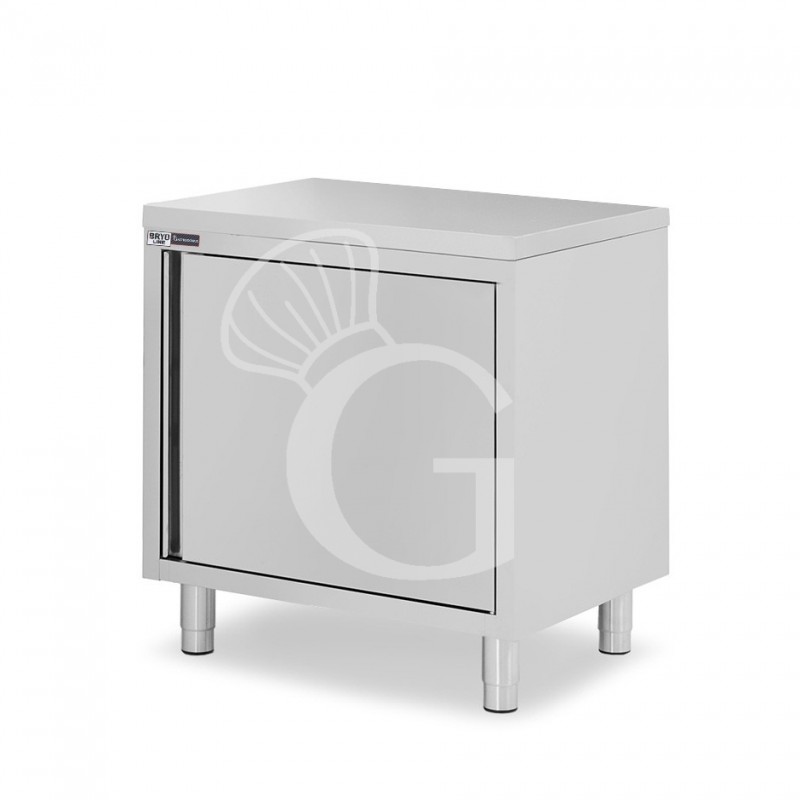Tavolo inox armadiato con 1 porta battente, L 600 mm x P 600 mm x H 850 mm