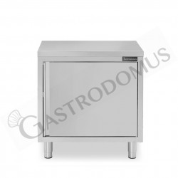 Tavolo armadiato con 1 porta battente realizzato in acciaio inox, L 700 mm x P 700 mm x H 850 mm
