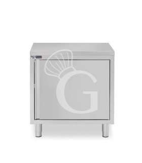 Tavolo inox armadiato con 1 porta battente, L 600 mm x P 700 mm x H 850 mm