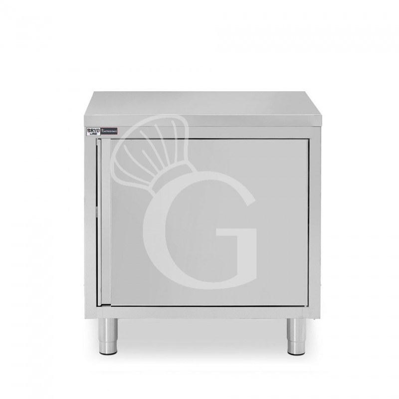 Tavolo inox armadiato con 1 porta battente, L 600 mm x P 700 mm x H 850 mm Tavolo inox armadiato con 1 porta battente, L 600 mm x P 700 mm x H 850 mm