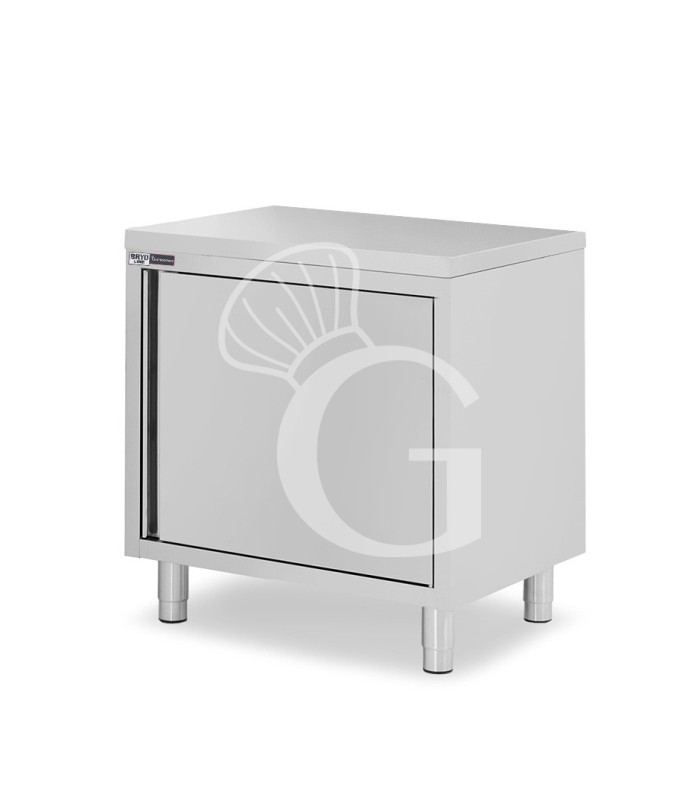 Tavolo inox armadiato con 1 porta battente, L 600 mm x P 800 mm x H 850 mm