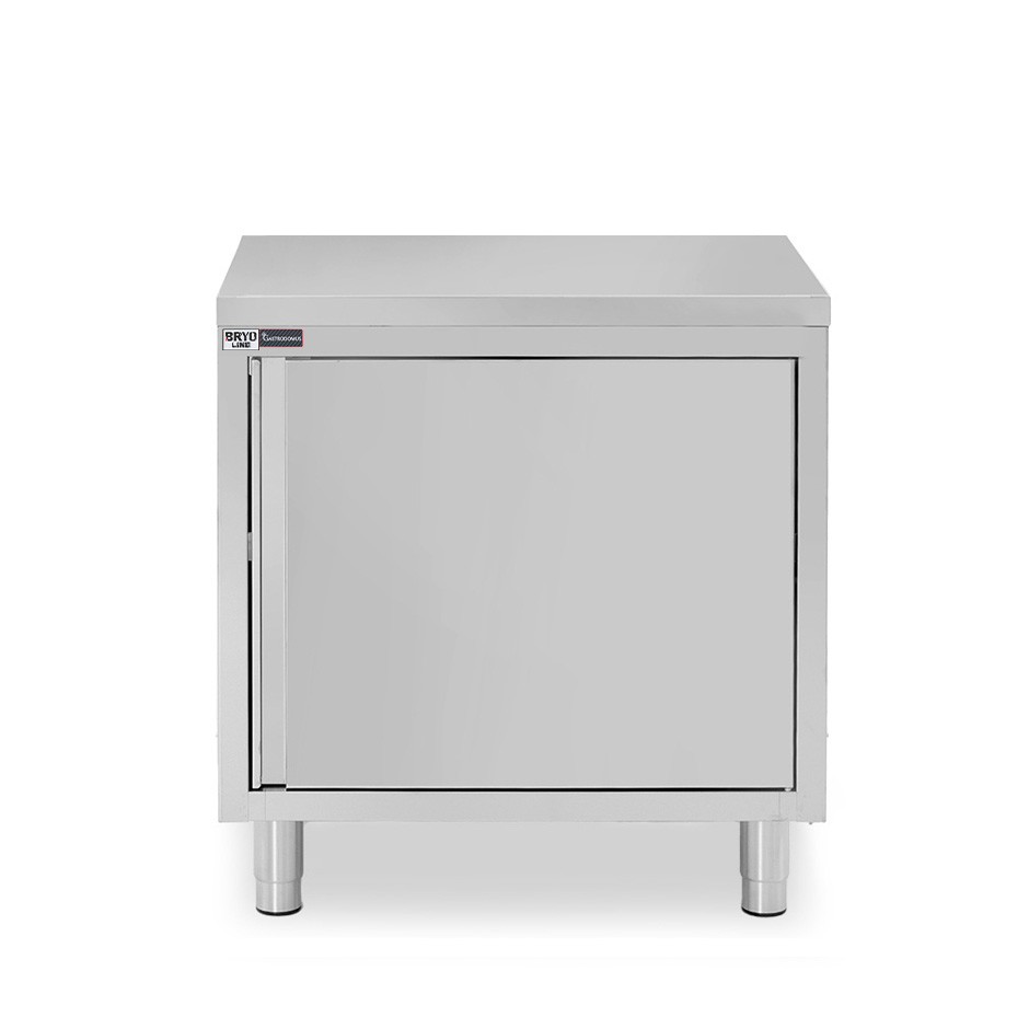 Tavolo inox armadiato con 1 porta battente, L 600 mm x P 800 mm x H 850 mm