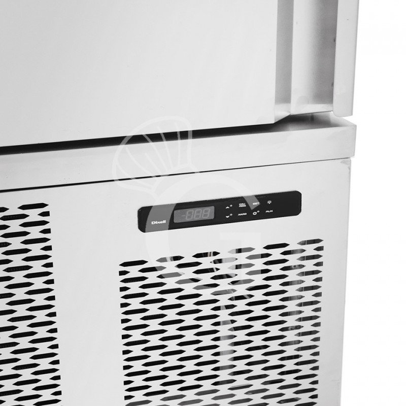 Abbattitore di temperatura in acciaio inox trifase per 15 teglie/griglie GN 1/1 o 600 x 400 mm , -18°/+3°C, con ruote montate