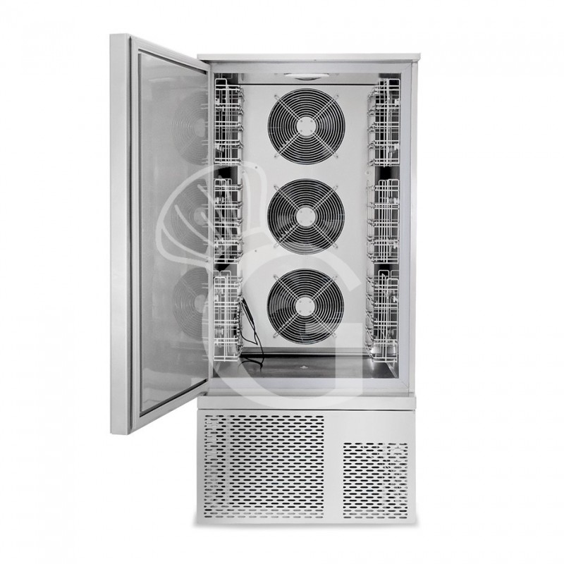 Abbattitore digitale in acciaio inox trifase display touch screen 15 teglie/griglie GN1/1 o 600x400 mm ,-18°/+3°C,ruote montate