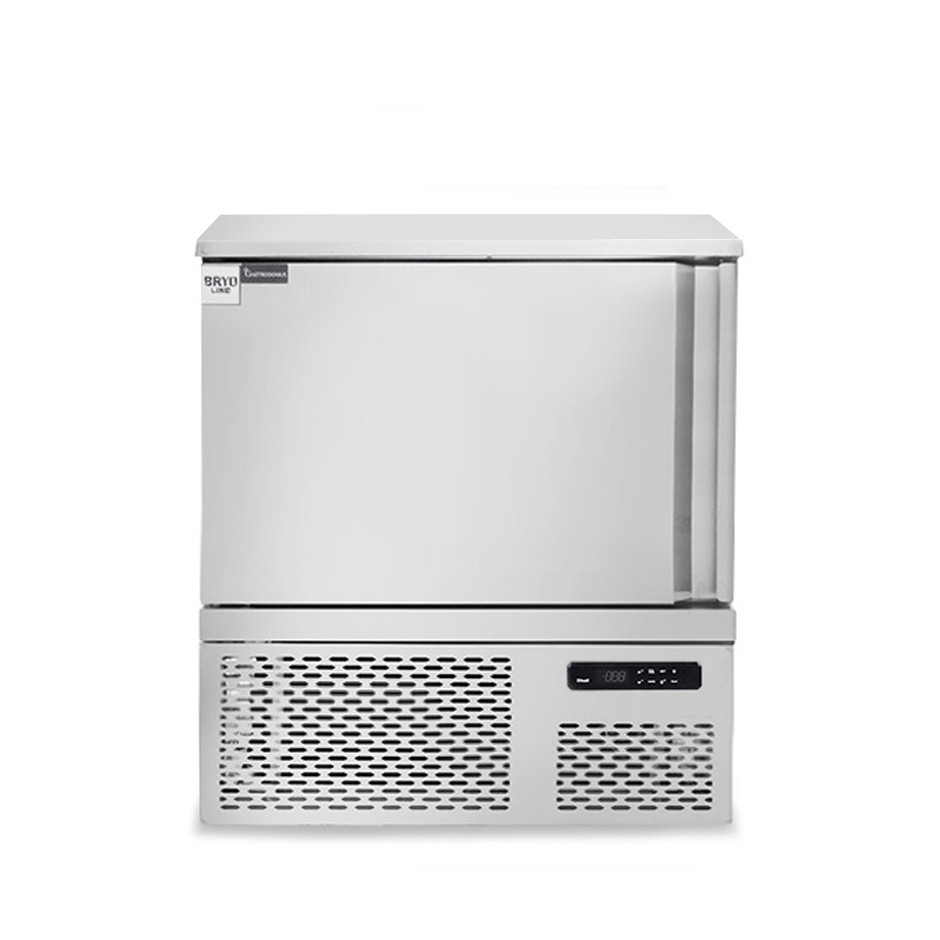 Abbattitore digitale Monofase in acciaio inox per 5 teglie/griglie GN 1/1 o 600x400mm, -18°/0°C, con ruote montate