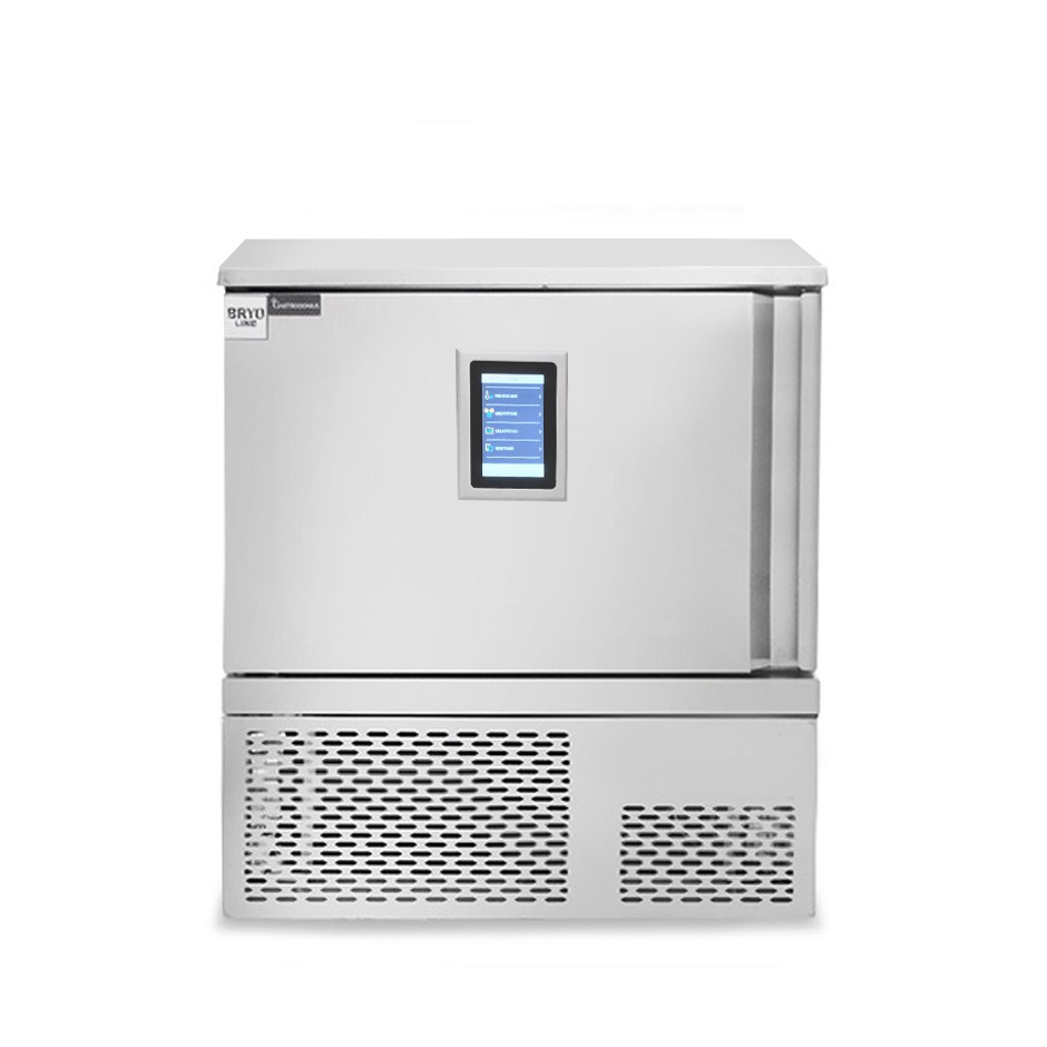 Abbattitore digitale in acciaio inox monofase display touch screen 5 teglie/griglie GN1/1 o 600x400mm,-18°/+3°C,ruote montate