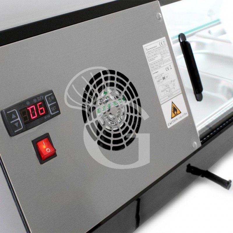 Vetrina tapas 5 bacinelle GN1/2 0,16 KW L 1740 mm x P 395 mm x H 375 mm