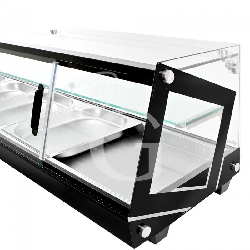 Vetrina tapas 5 bacinelle GN1/2 0,16 KW L 1740 mm x P 395 mm x H 375 mm