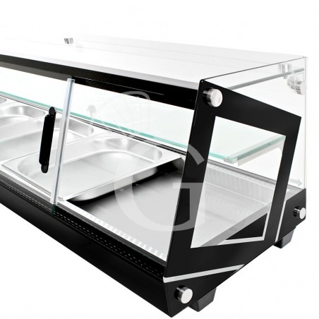 Vetrina tapas 5 bacinelle GN1/2 0,16 KW L 1740 mm x P 395 mm x H 375 mm Vetrina tapas 5 bacinelle GN1/2 0,16 KW L 1740 mm x P 395 mm x H 375 mm