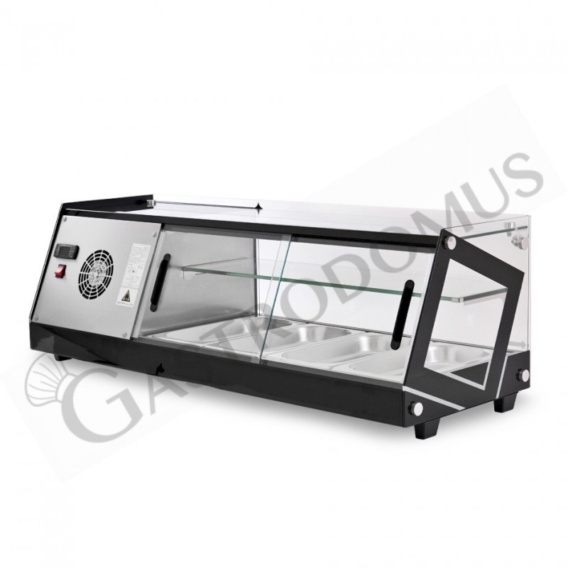 Vetrina tapas 4 bacinelle GN1/3 160 W L 1120 mm x P 395 mm x H 375 mm