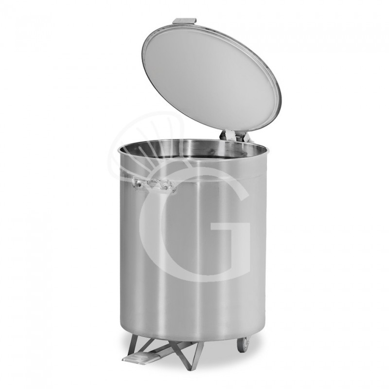 Pattumiera tonda diametro 475 mm in acciaio inox apertura tramite pedale 100 LT