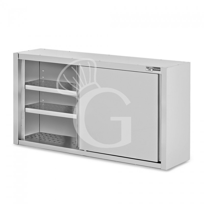 Pensile acciaio inox con sgocciolatoio,2 ripiani forati,porte scorrevoli L 1600 x P 400 x H 1000 mm