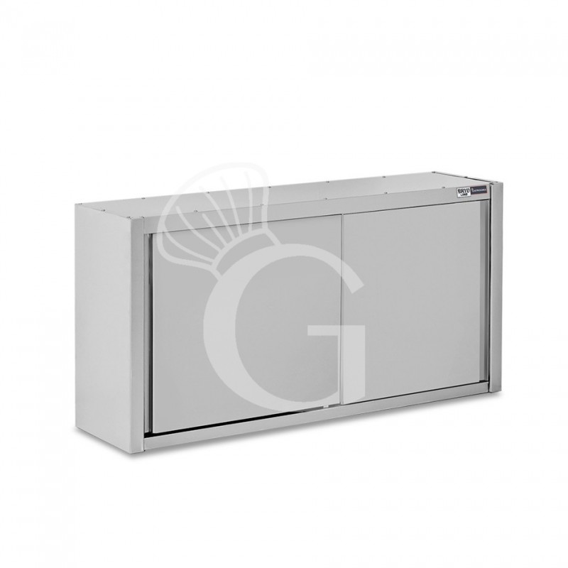 Pensile acciaio inox con sgocciolatoio,2 ripiani forati,porte scorrevoli L 1600 x P 400 x H 1000 mm