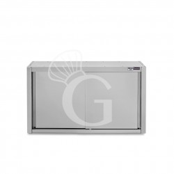 Pensile acciaio inox con sgocciolatoio,2 ripiani forati,porte scorrevoli L 1300 x P 400 x H 1000 mm