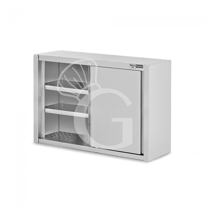 Pensile acciaio inox con sgocciolatoio,2 ripiani forati,porte scorrevoli L 1000 x P 400 x H 1000 mm