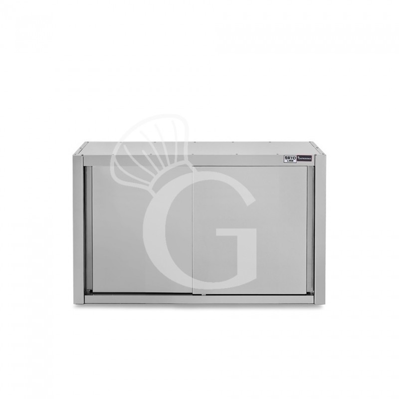 Pensile acciaio inox con sgocciolatoio,2 ripiani forati,porte scorrevoli L 1000 x P 400 x H 1000 mm Pensile acciaio inox con sgocciolatoio,2 ripiani forati,porte scorrevoli L 1000 x P 400 x H 1000 mm