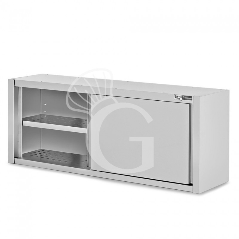 Pensile acciaio inox con sgocciolatoio,1 ripiano forato,porte scorrevoli L 2000 x P 400 x H 650 mm