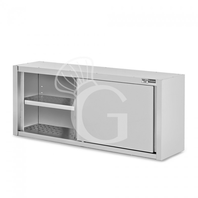 Pensile acciaio inox con sgocciolatoio,1 ripiano forato,porte scorrevoli L 1800 x P 400 x H 650 mm