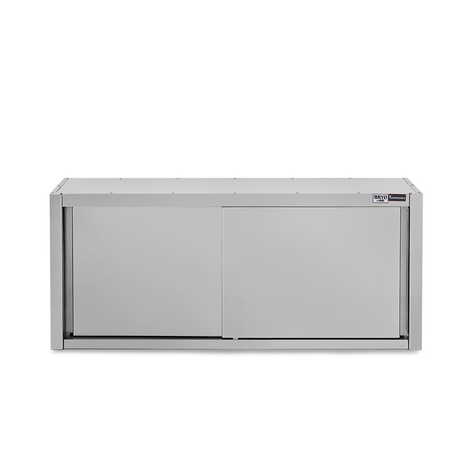Pensile acciaio inox con sgocciolatoio,1 ripiano forato,porte scorrevoli L 1800 x P 400 x H 650 mm