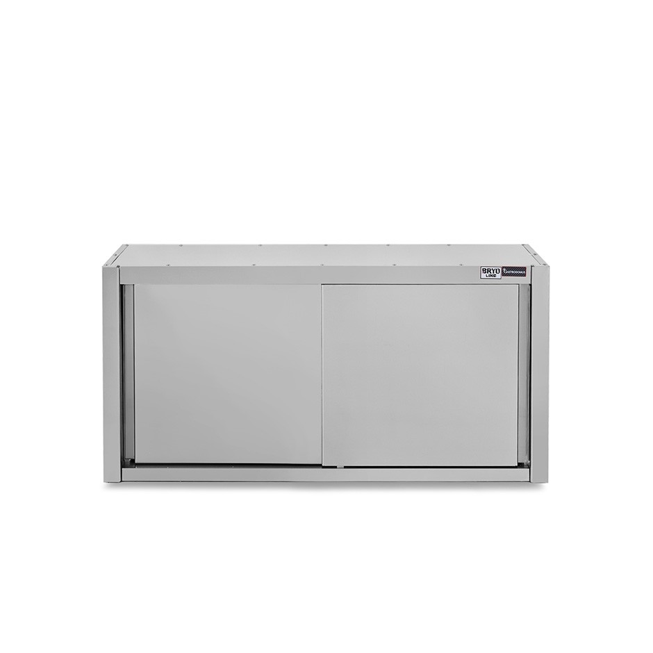 Pensile acciaio inox con sgocciolatoio,1 ripiano forato,porte scorrevoli L 1200 x P 400 x H 650 mm