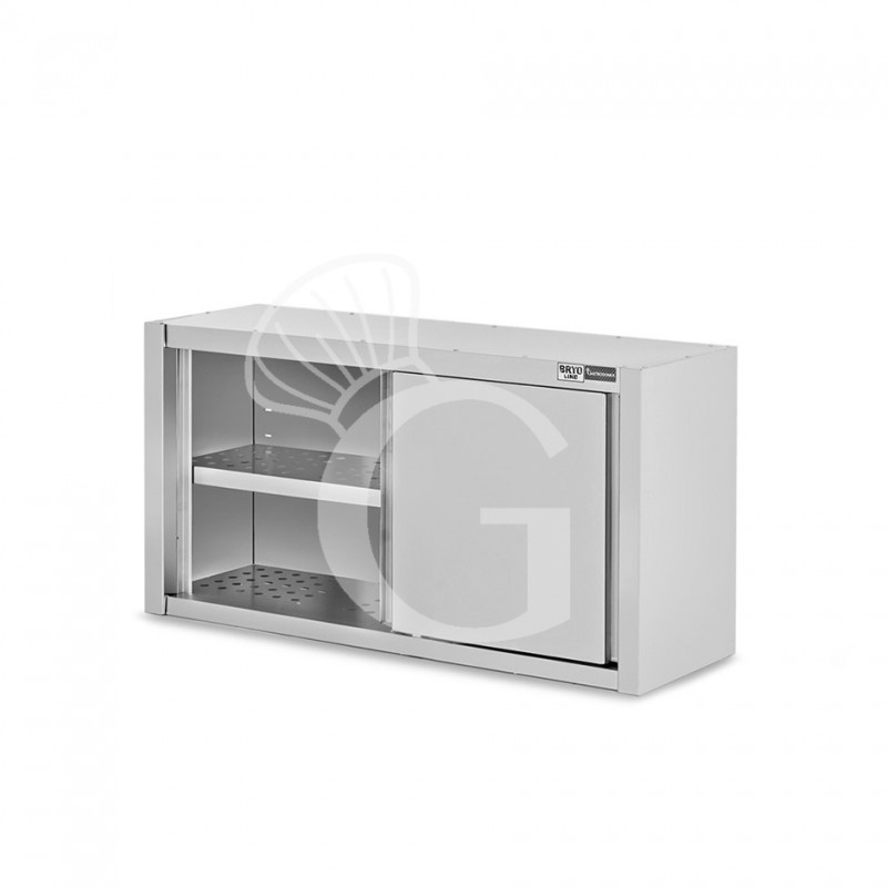 Pensile acciaio inox con sgocciolatoio,1 ripiano forato,porte scorrevoli L 1100 x P 400 x H 650 mm
