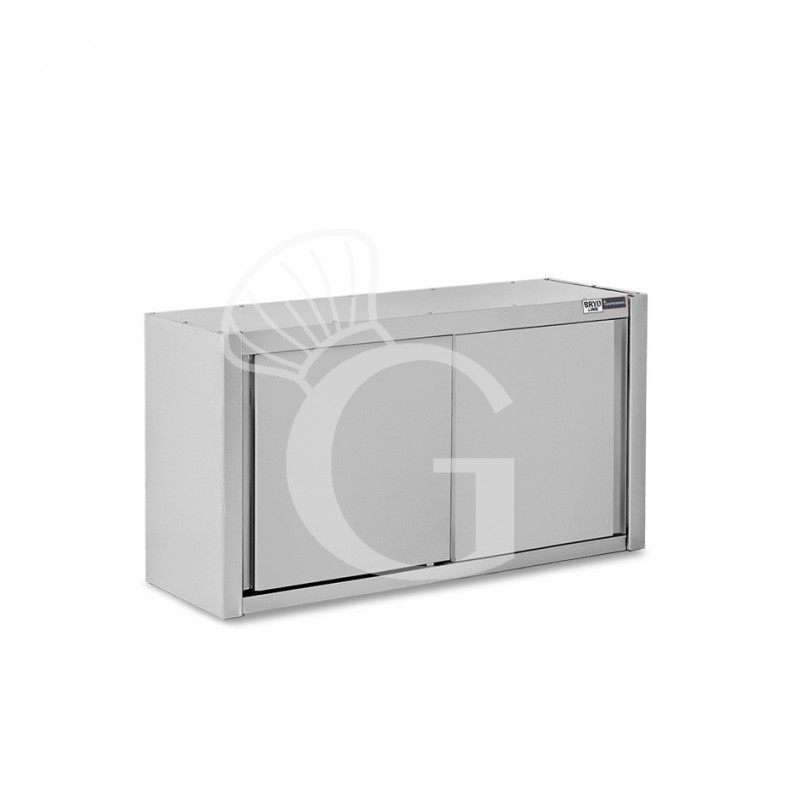 Pensile acciaio inox con sgocciolatoio,1 ripiano forato,porte scorrevoli L 1100 x P 400 x H 650 mm