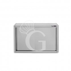 Pensile acciaio inox con sgocciolatoio,1 ripiano forato,porte scorrevoli L 1000 x P 400 x H 800 mm