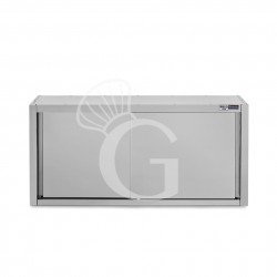 Pensile acciaio inox con sgocciolatoio,1 ripiano forato,porte scorrevoli L 1400 x P 400 x H 800 mm