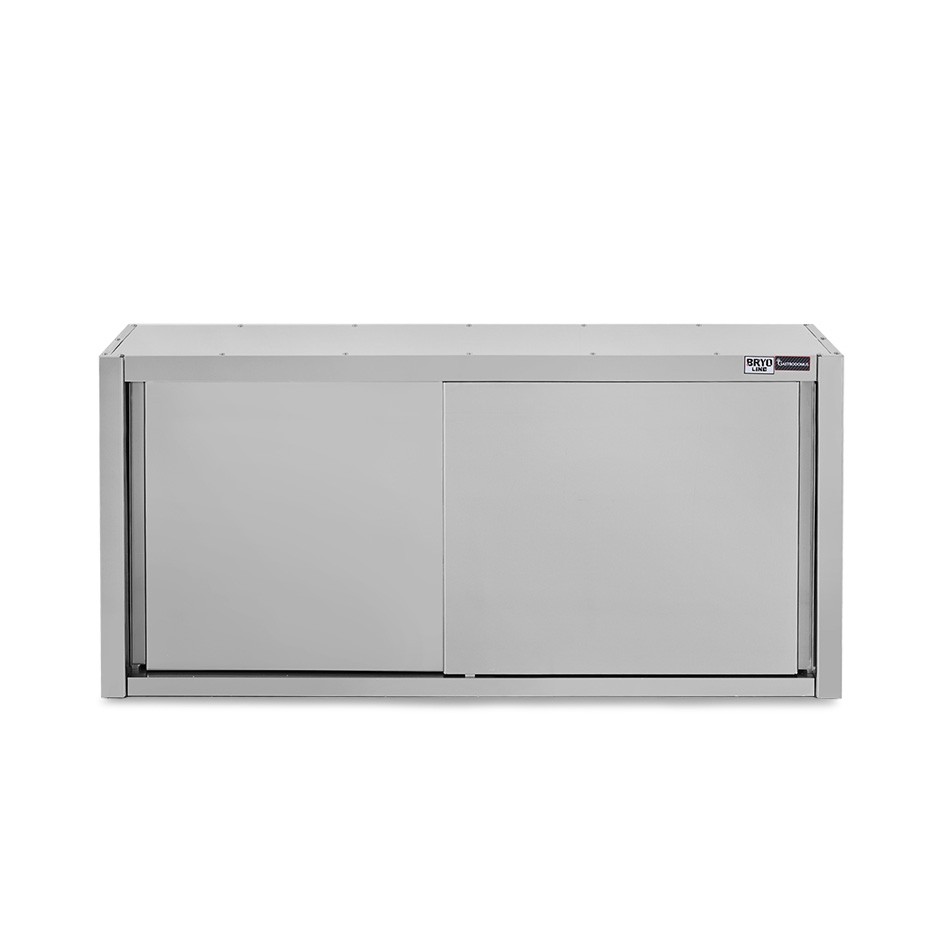 Pensile acciaio inox con sgocciolatoio,1 ripiano forato,porte scorrevoli L 1400 x P 400 x H 800 mm