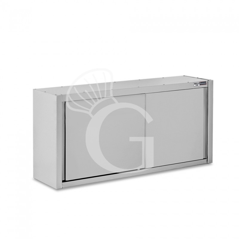 Pensile acciaio inox con sgocciolatoio,1 ripiano forato,porte scorrevoli L 1400 x P 400 x H 800 mm