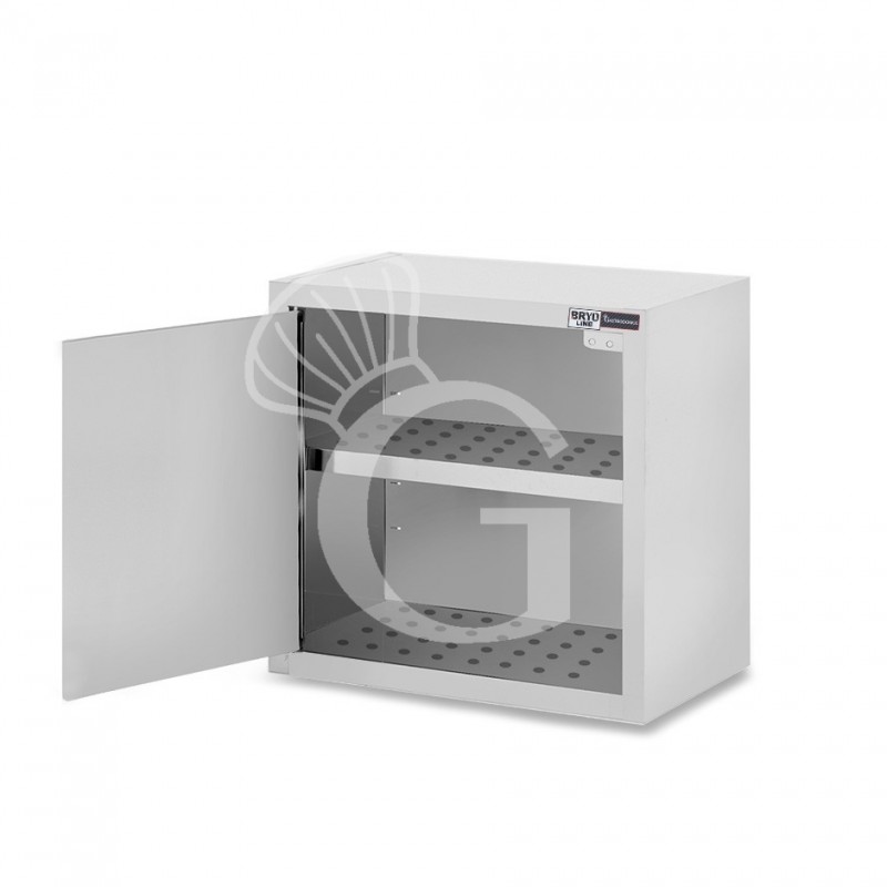 Pensile acciaio inox con sgocciolatoio,1 ripiano forato,1 porta battente L 700 x P 400 x H 660 mm