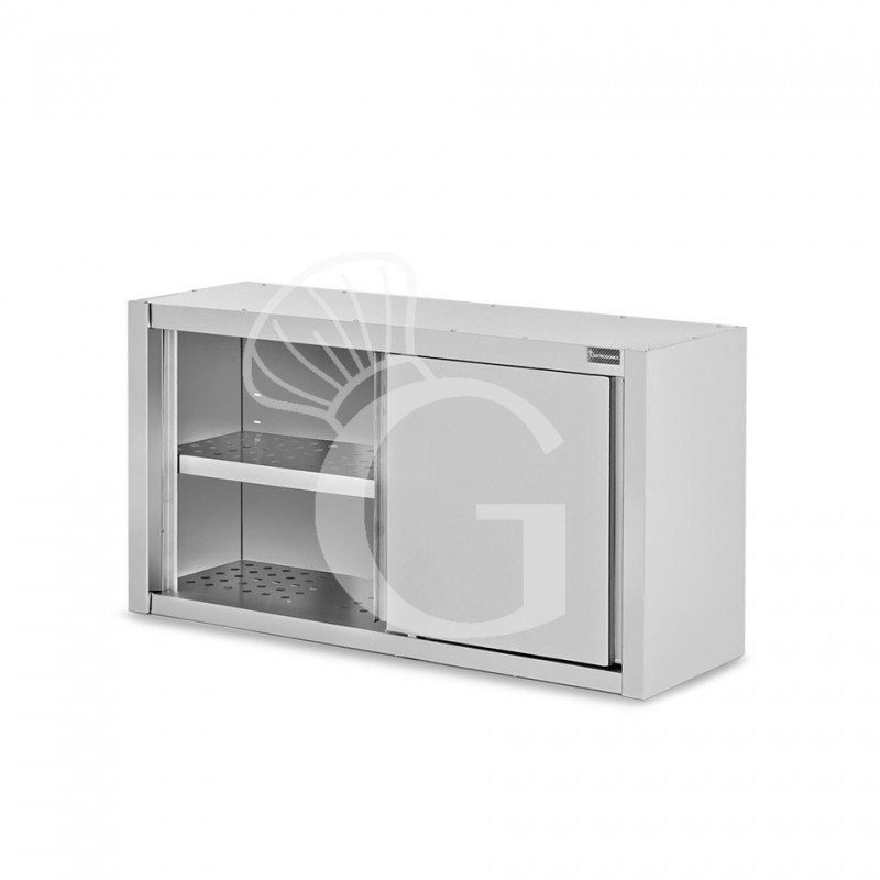 Pensile acciaio inox con sgocciolatoio,1 ripiano forato,porte scorrevoli L 1500 x P 400 x H 660 mm