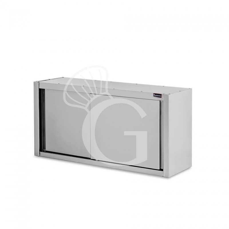 Pensile acciaio inox con sgocciolatoio,1 ripiano forato,porte scorrevoli L 1500 x P 400 x H 660 mm