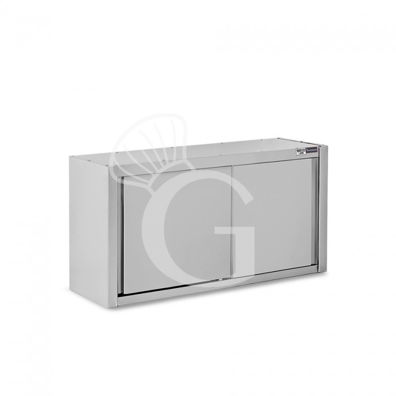 Pensile acciaio inox con sgocciolatoio,1 ripiano forato,porte scorrevoli L 1500 x P 400 x H 660 mm
