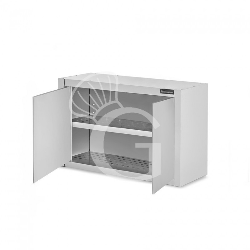 Pensile acciaio inox con sgocciolatoio,1 ripiano forato,2 porte battenti L 900 x P 400 x H 660 mm