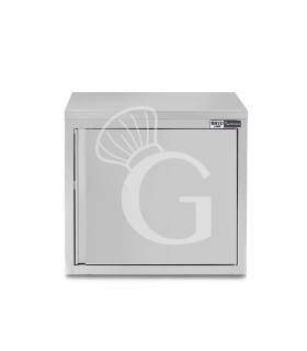 Pensile inox con 1 porta battente, 1 ripiano, L 400 x P 400 x H 660 mm