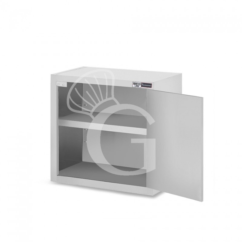 Pensile inox con 1 porta battente, 1 ripiano, L 500 x P 400 x H 660 mm