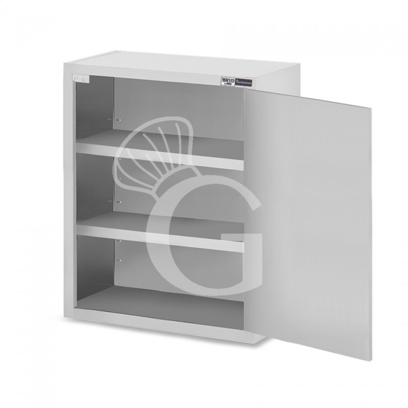 Pensile inox con 1 porta battente, 2 ripiani, L 600 x P 400 x H 1000 mm
