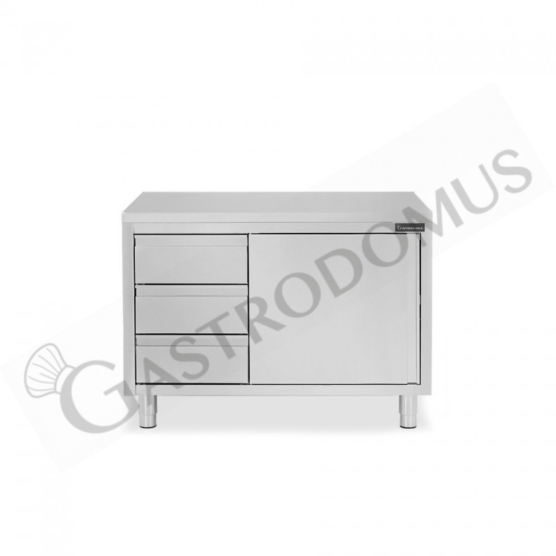 Tavolo armadiato, 1 porta battente, 3 cassetti sul lato sinistro, L 1000 mm x P 600 mm x H 850 mm Tavolo armadiato, 1 porta battente, 3 cassetti sul lato sinistro, L 1000 mm x P 600 mm x H 850 mm