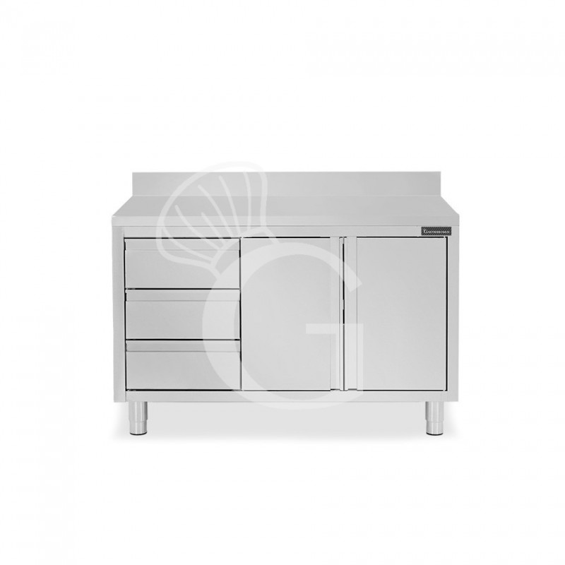 Tavolo armadiato,2 porte battenti,3 cassetti a sinistra, alzatina, L1200 x P600 x H950mm Tavolo armadiato,2 porte battenti,3 cassetti a sinistra, alzatina, L1200 x P600 x H950mm