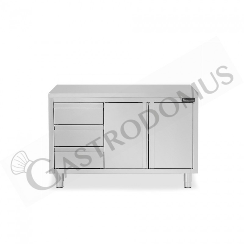 Tavolo armadiato, 2 porte battenti, 3 cassetti sul lato sinistro, L 1200 mm x P 700 mm x H 850 mm Tavolo armadiato, 2 porte battenti, 3 cassetti sul lato sinistro, L 1200 mm x P 700 mm x H 850 mm