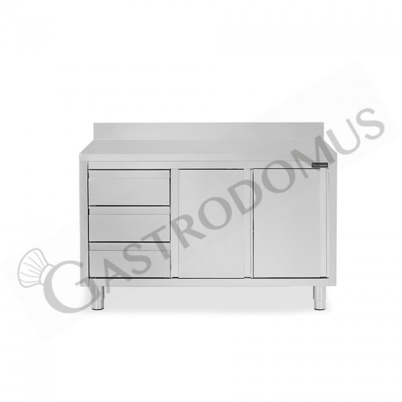 Tavolo armadiato,2 porte scorrevoli,3 cassetti a sinistra, alzatina, L1600 x P700 x H950mm Tavolo armadiato,2 porte scorrevoli,3 cassetti a sinistra, alzatina, L1600 x P700 x H950mm