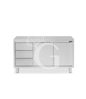 Tavolo armadiato, 2 porte scorrevoli, 3 cassetti sul lato sinistro, L 1800 mm x P 700 mm x H 850 mm