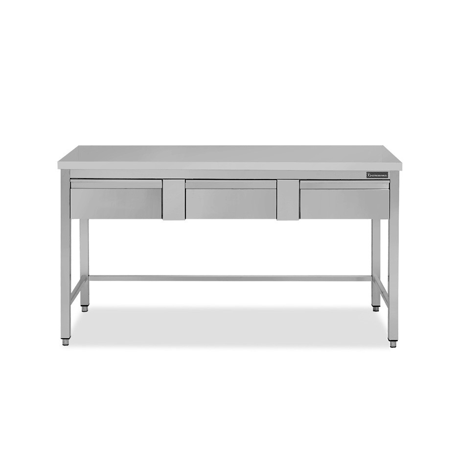 Tavolo inox 3 cassetti L 1600 mm x P 700 mm x H 850 mm