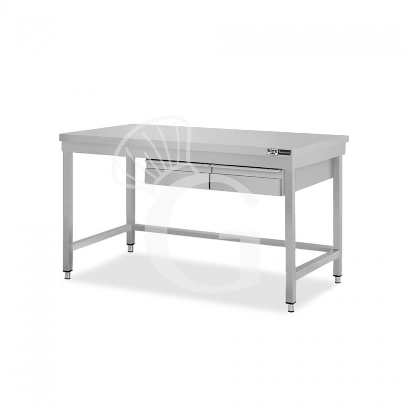 Tavolo inox 2 cassetti L 1200 mm x P 600 mm x H 865 mm